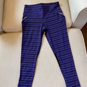Athleta Relay Tights Purple/Black striped Size XS Run Training Reflective